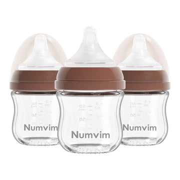 Natural Glass Baby Bottles Gentle & Extra Slow Flow, Newborn Breastfeeding Bottle with Anti Colic Nipple for 0 Months