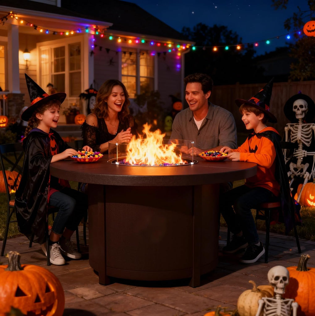 48" Round Propane Fire Pit Table with Lid
