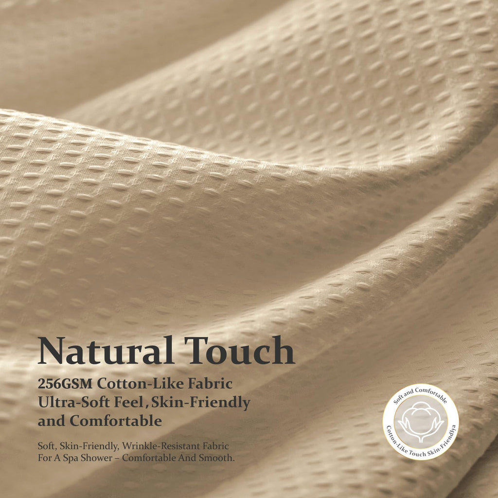 Stall Waffle Shower Curtain 256 GSM Heavy Fabric 48x72 Beige/Khaki