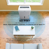 4,500 Sq Ft Smart Wi-Fi Energy Star Dehumidifier with App, Continuous Drain Hose Connector, Programmable Humidity