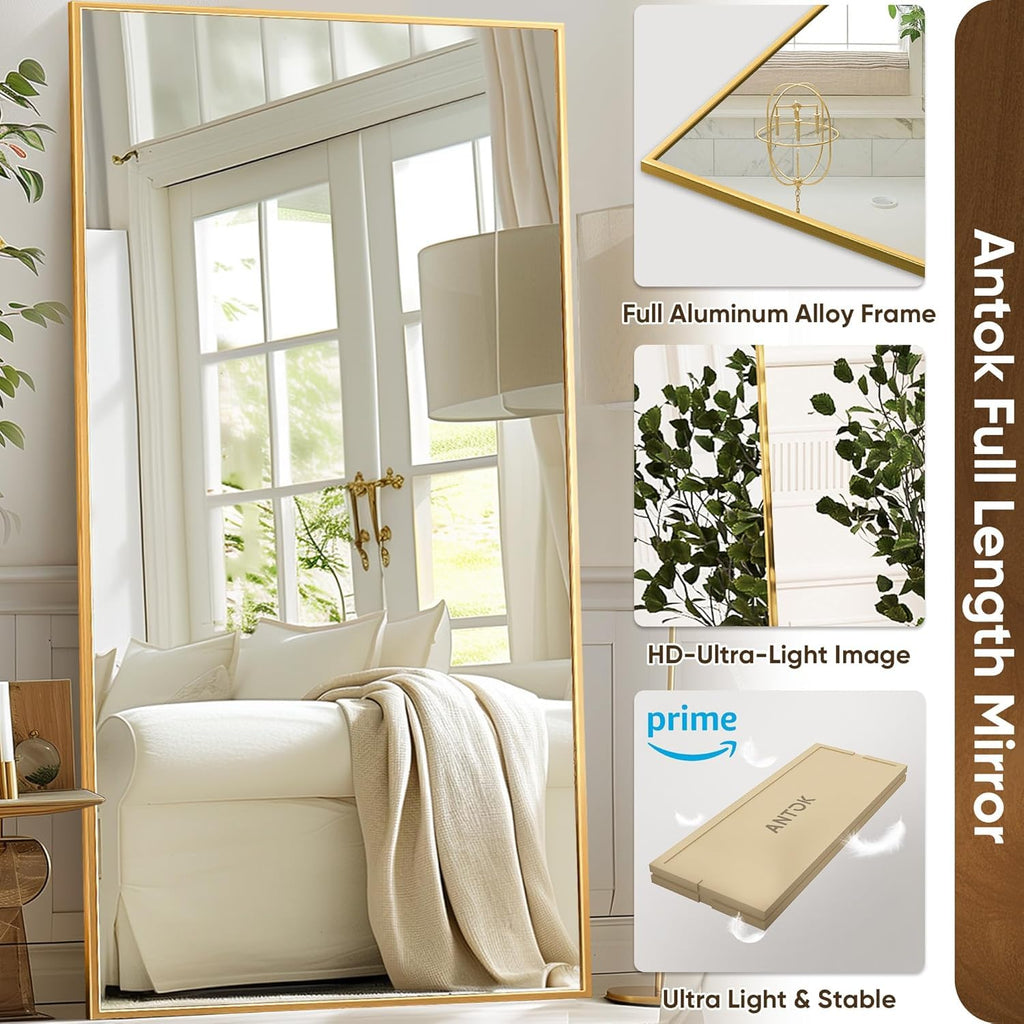Full Length Mirror, 46"x91" Oversized Floor Mirror Freestanding, Full Body Mirrors Floor Standing Mirrors with Stand