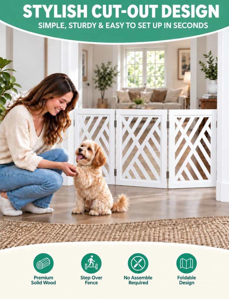 16" Short Dog Gate, Puppy Gate Indoor, Freestanding Small Dog Gate, 3 Panel