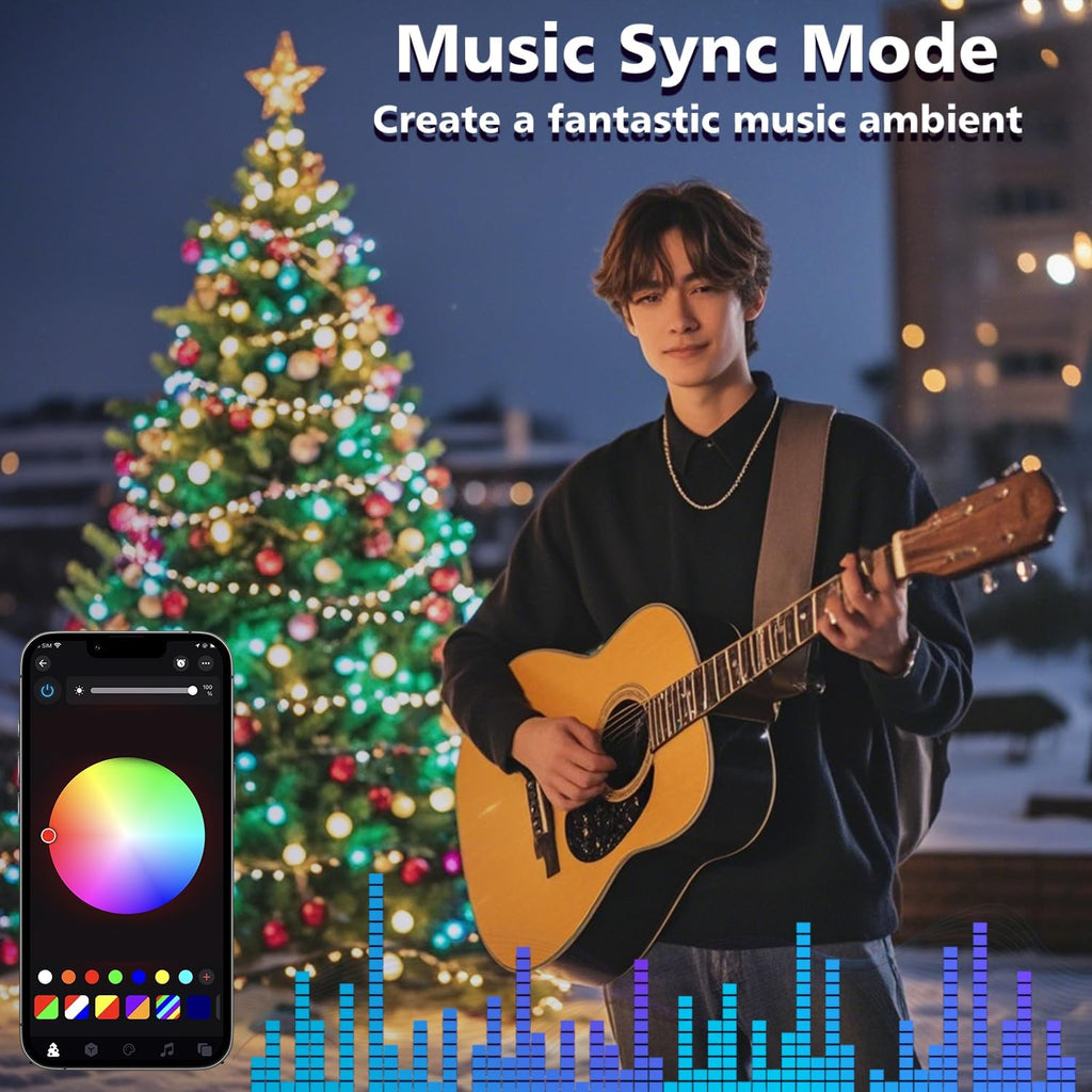 Smart Christmas Tree Lights, 6.6Ft 16 Line 400 RGB LED Multicolor Changing, Voice App Controlled, Indoor Outdoor