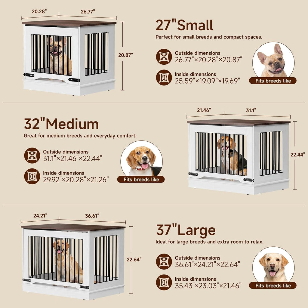 27 Inch Flip-Up Door Dog Crate Furniture for Small Dogs