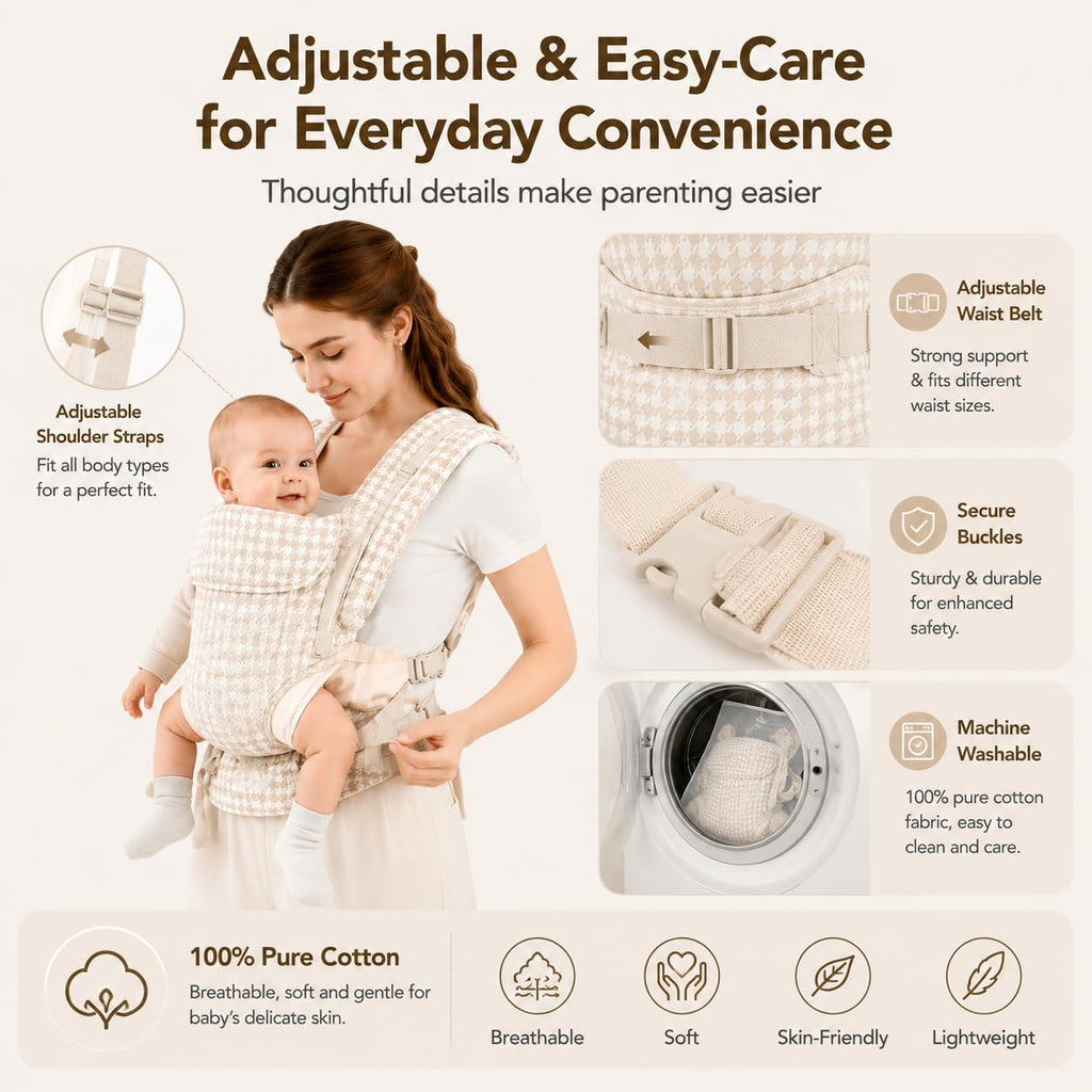 Carrier Newborn to Toddler,Cotton Infant Carrier,7-40lbs Baby Carrier