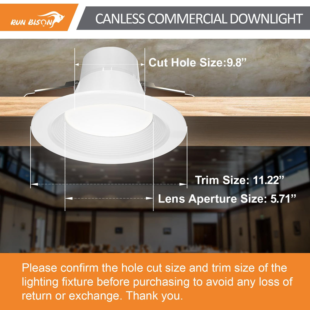 10 Inch Recessed LED Commercial Downlight with J-Box, Wattage Adjustable 22/29/37.5W,3 Color Selectable