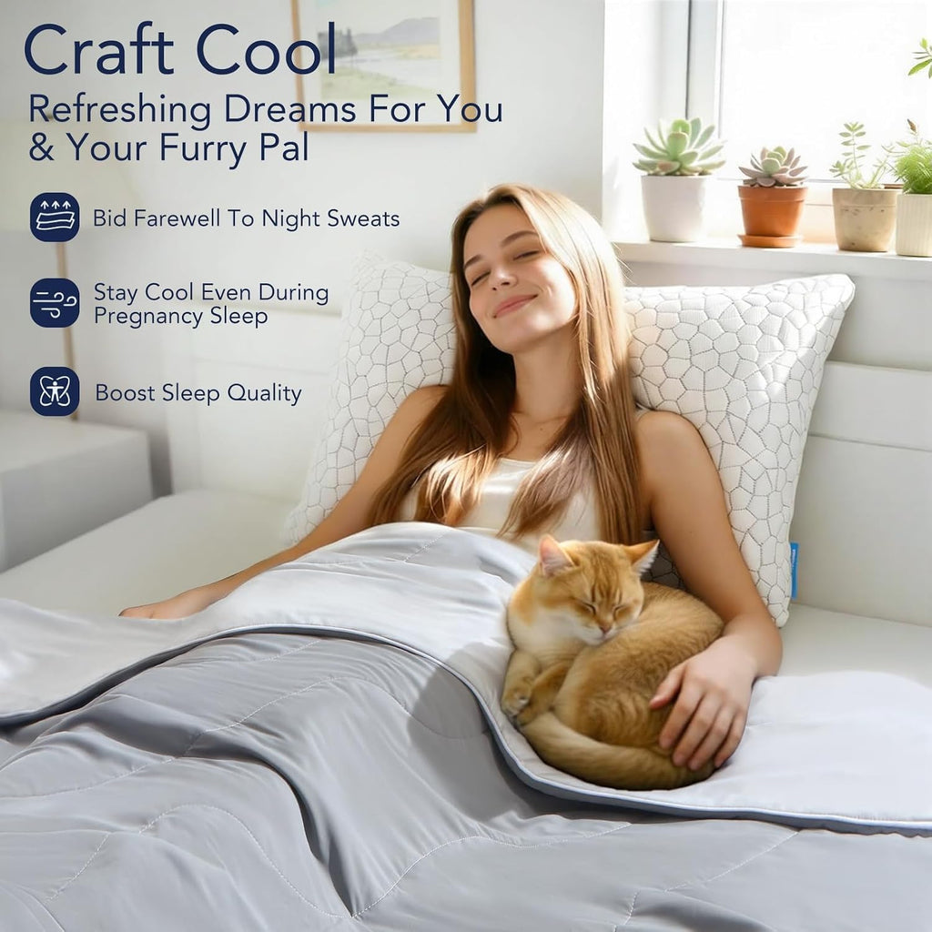 Cooling Comforter Twin Size for Hot Sleepers, Double-Sided Cool Touch Summer Comforter, Lightweight Breathable Soft