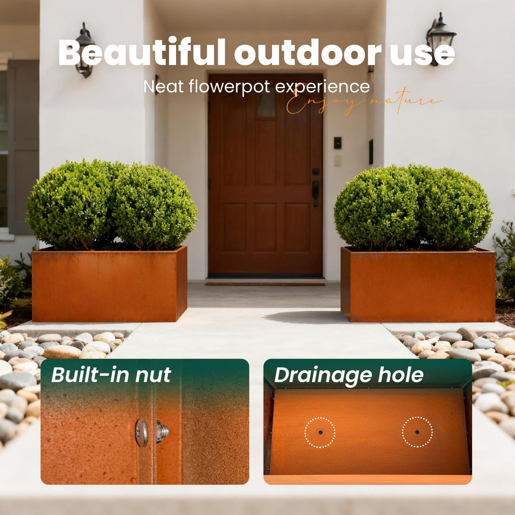Corten Steel Planter Box 32" L x 16" W x 16" H, Rectangular