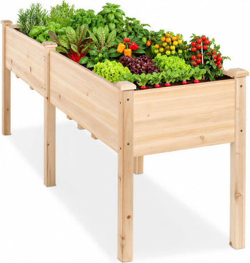 72x23x30 Inch Raised Garden Bed, Elevated Wood Planter Box with Legs | Elevated Garden Bed with Liner for Herbs