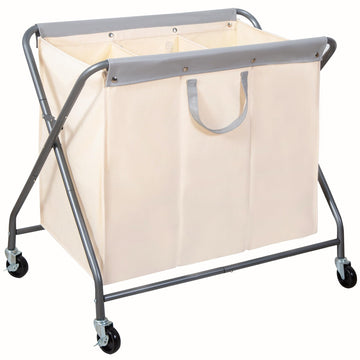 Collapsible Laundry Hamper with Wheels, Rolling Laundry Basket, Heavy Duty Cloth Sorter with Removable Bag