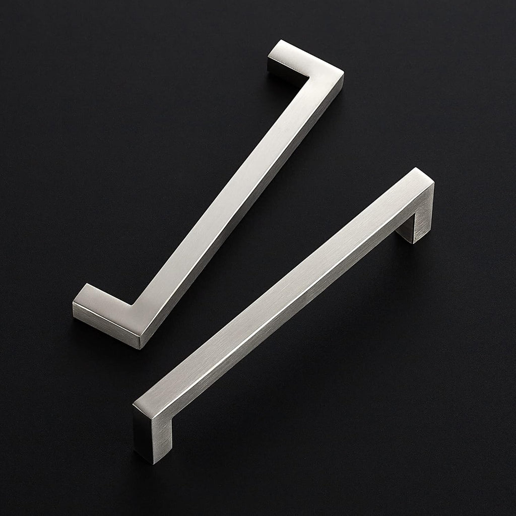 30 Pack 6-1/4 Inch Square Cabinet Handles - Brushed Nickel Pulls, Stainless Steel Drawer Pulls, Kitchen Cabinet Hardware