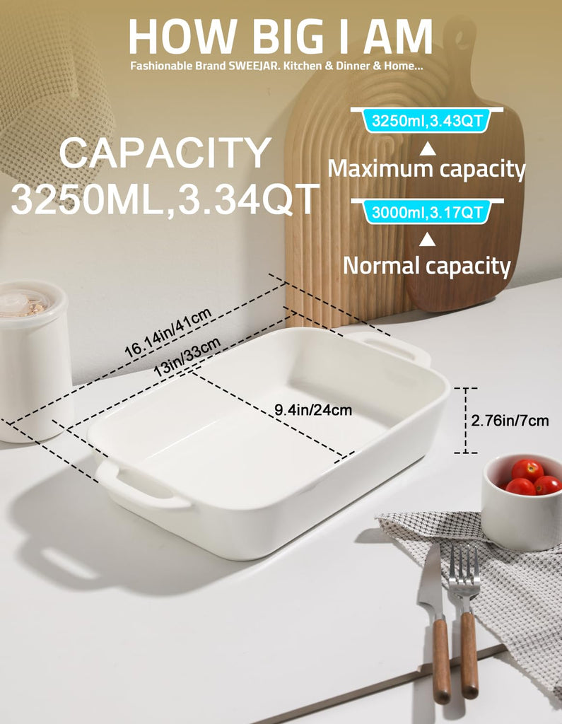 Ceramic Bakeware Set, 9x13 Rectangular Baking Dish for Cooking, Kitchen, Cake Dinner, Banquet and Daily Use