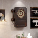 Abdurey Retro Old Telephone Wall Clock with Hidden Safe, Battery Operated Quartz Metal Wall Clocks