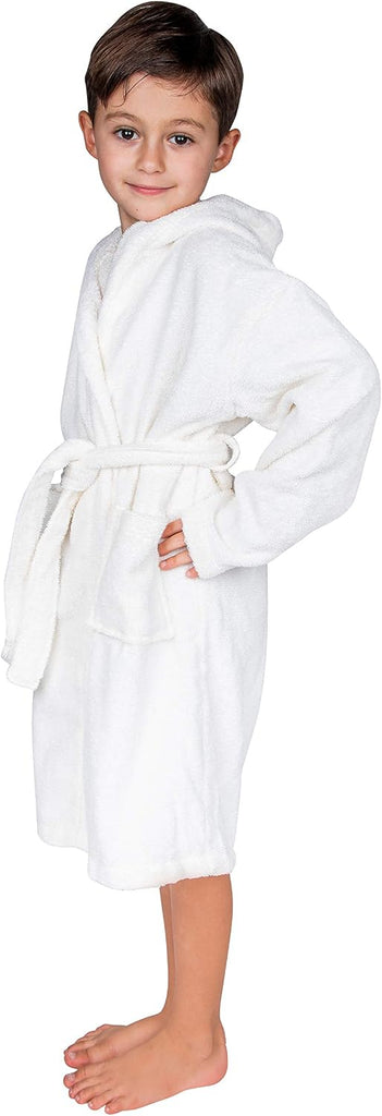 Organic Turkish Cotton-Acrylic Boys Girls Hooded Bathrobe