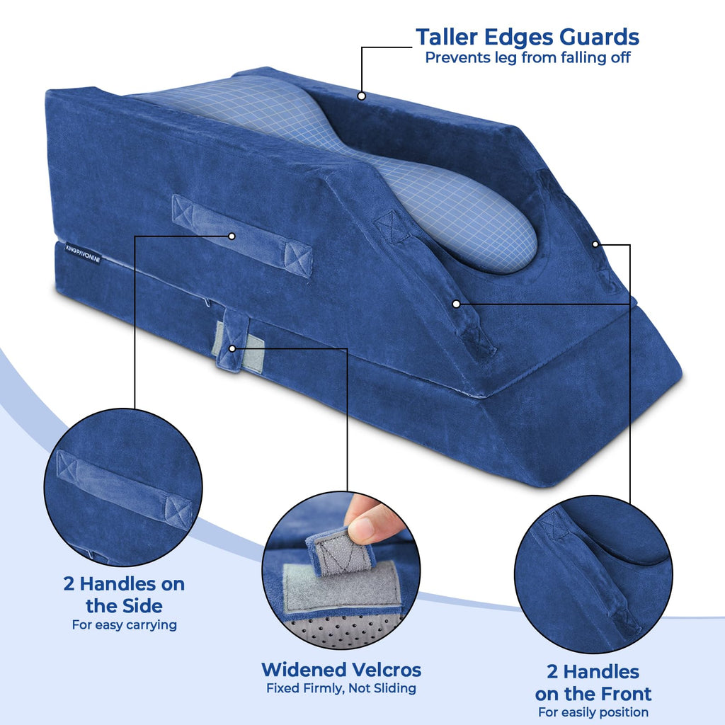 4-Height Adjustable Leg Elevation Pillow, Single Leg, Blue