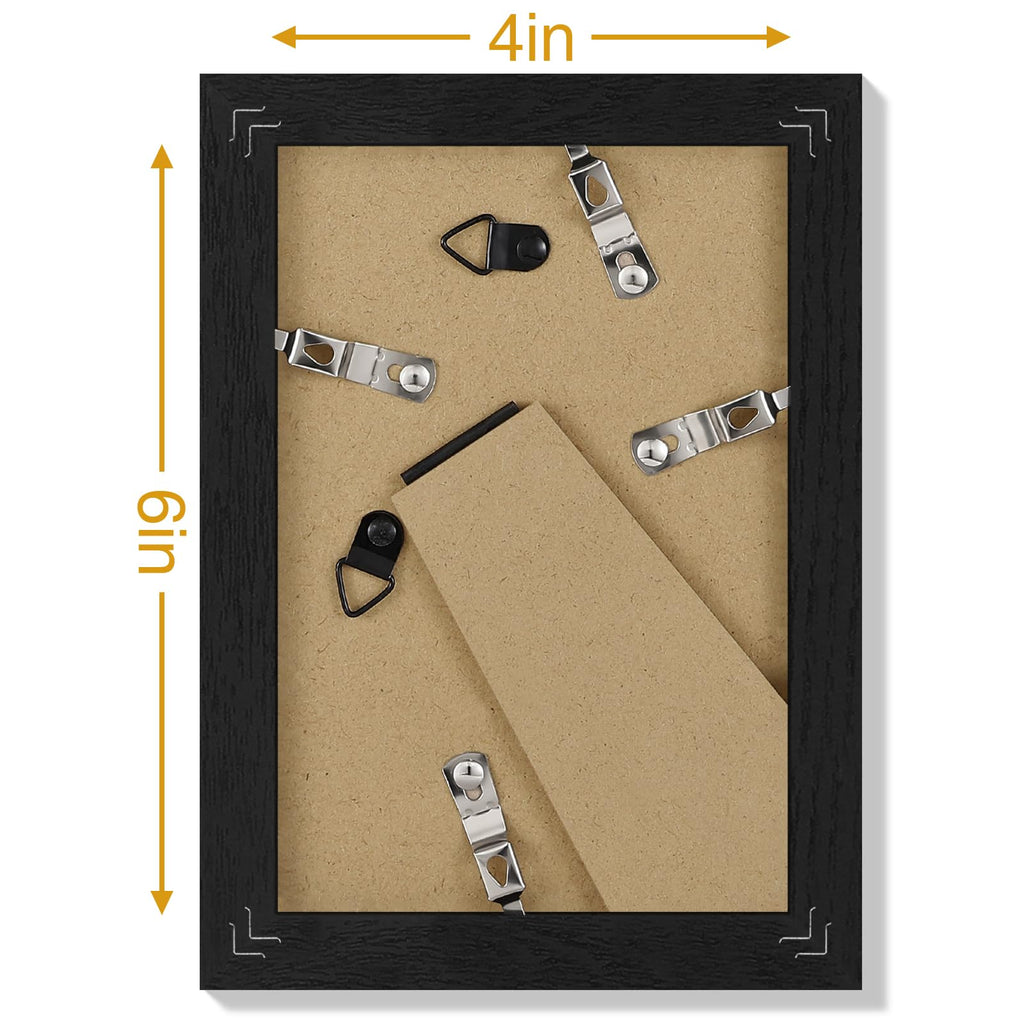 4x6 Picture Frames Set of 9, Wall & Tabletop, Black&Brown&Grey