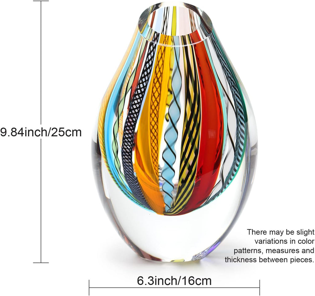 Murano Style Art Glass Drop Vase Hand Blown Colored Boho Effect Home Decor | Hand Blown Glass Drop, Decorative Table