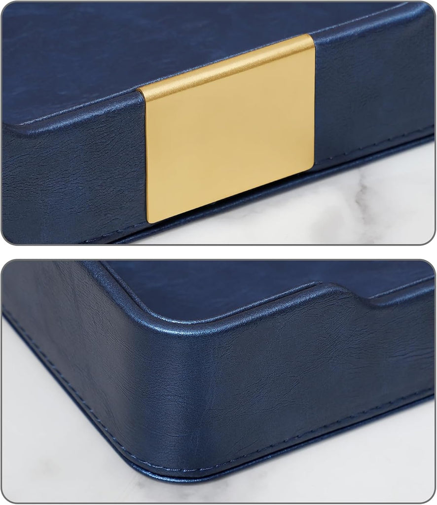 PU Leather Valet Tray, Nightstand Organizer, Catchall Tray, Blue