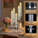 5 Arm Acrylic Candelabra Centerpieces for Tables,4 Sets Clear Candle Holder,Table Decorations,22.8" Tall Candlestick