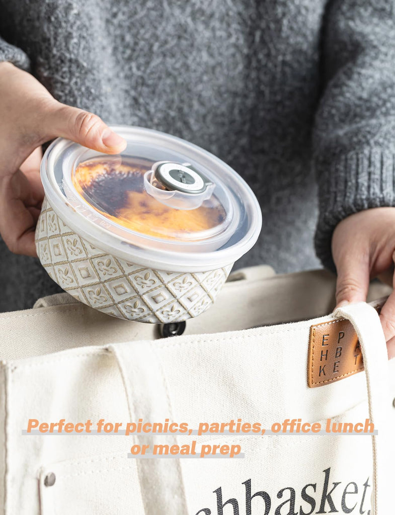 Ceramic Souffle Small Baking Dishes for Oven, 16oz Charcuterie Bowls Creme Brulee Set with Lids, Pudding Custard Cups