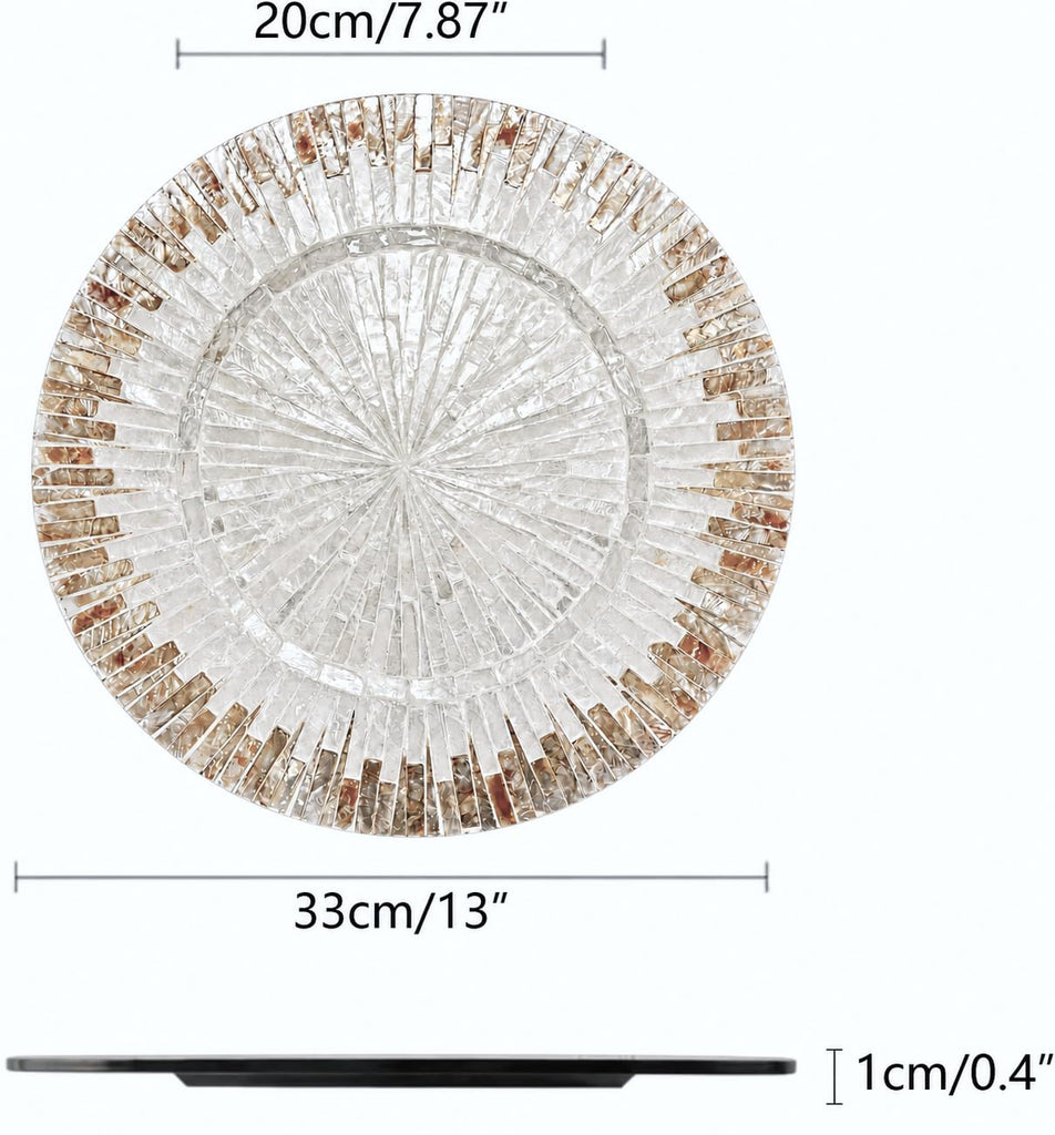 Mother of Pearl Charger Plates, 13 Inch Set of 2, Champagne Gold
