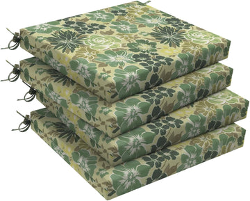 Set of 4 Outdoor Chair Cushions, Water Resistant 18.5"x16"x2" Square Seat Cushion Dining Chairs, High-Density