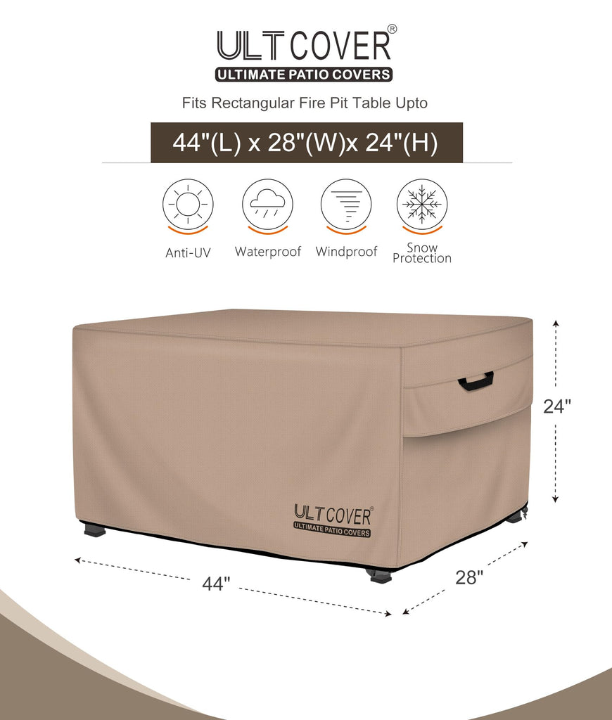 Waterproof Rectangular Gas Fire Pit Table Cover 44x28 inch