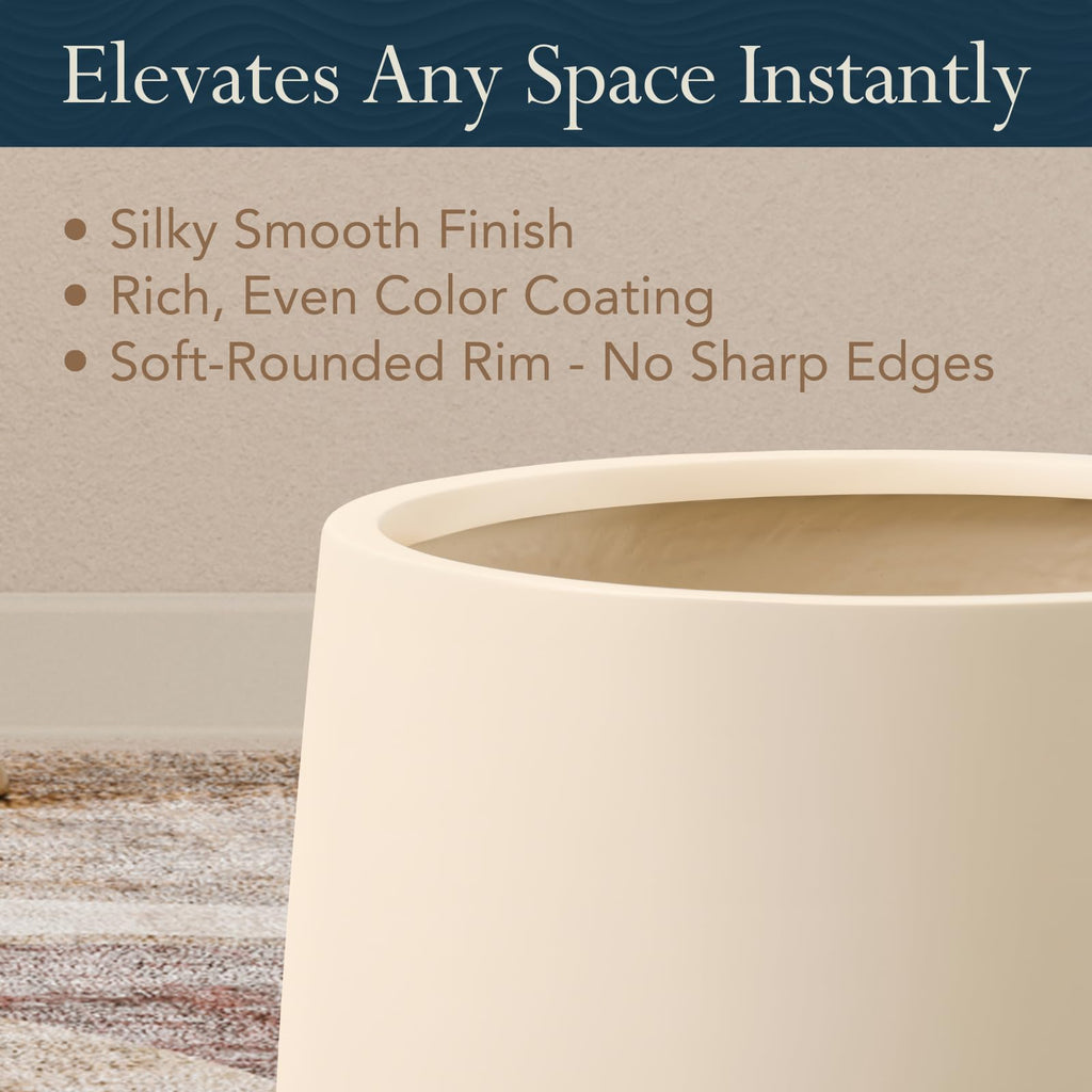 23.1" - Tall Large Conico Fiberstone Outdoor Planter - Kilim Beige