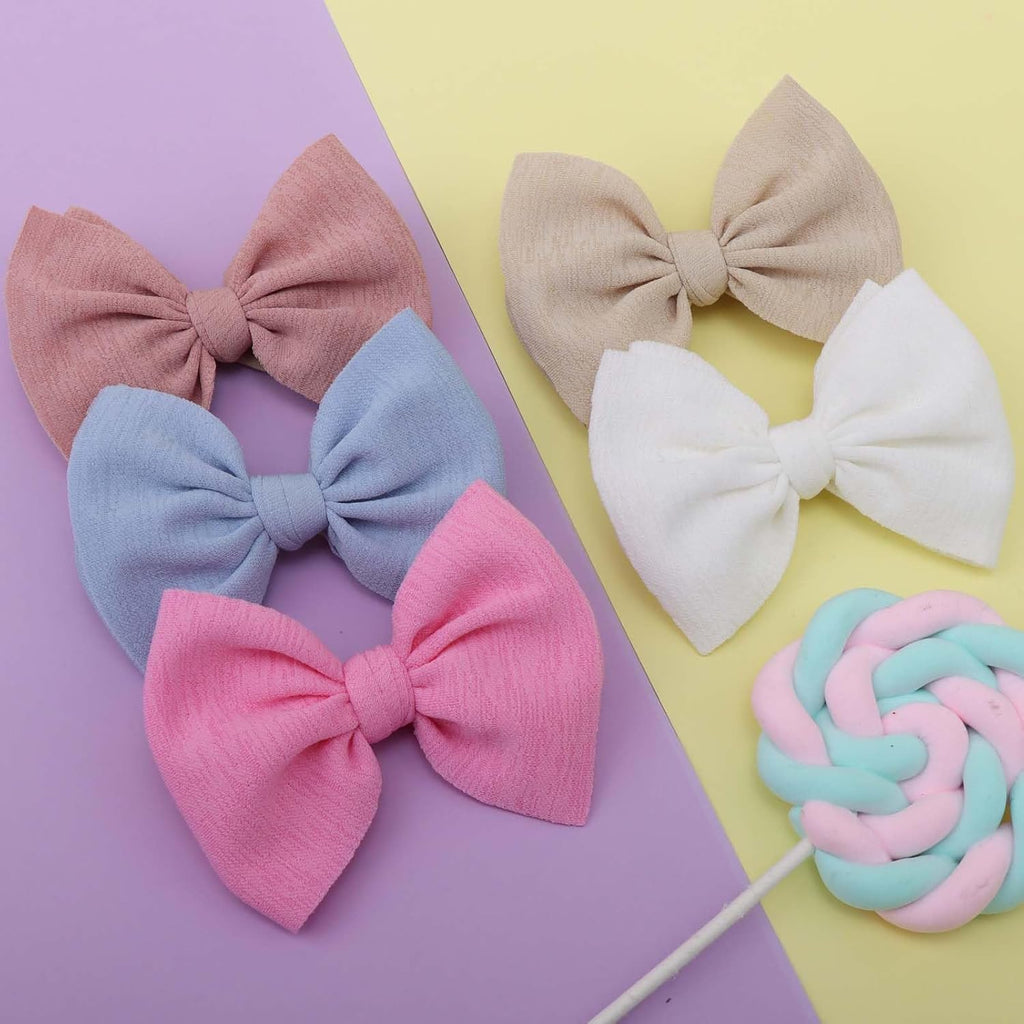 4.5'' Nylon Bow Headbands for Baby Girls - Handmade Tied Bows Hair Accessories for Infants and Toddlers - 10 Pieces