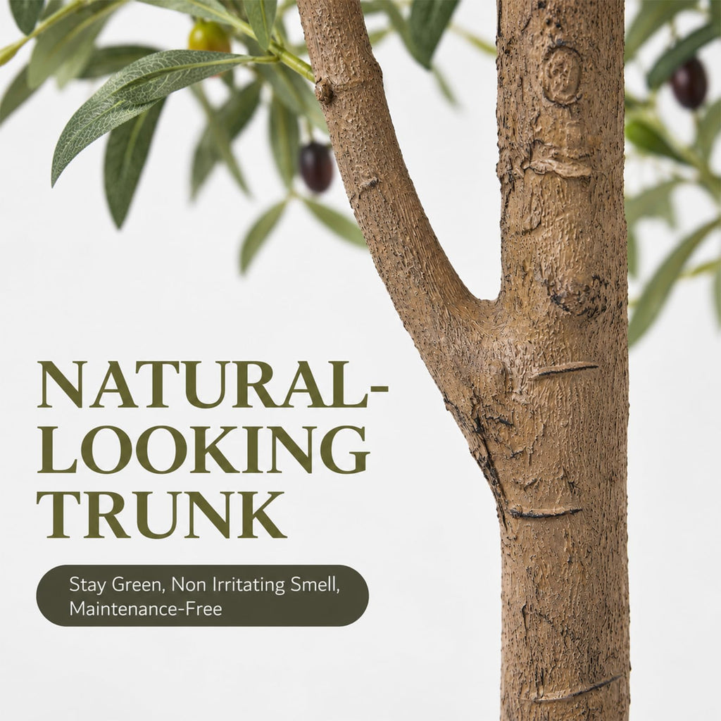 4FT Artificial Olive Tree Indoor Tall Faux with Planter & Basket Large Fake Olive Silk Trees Realistic Olive Plants
