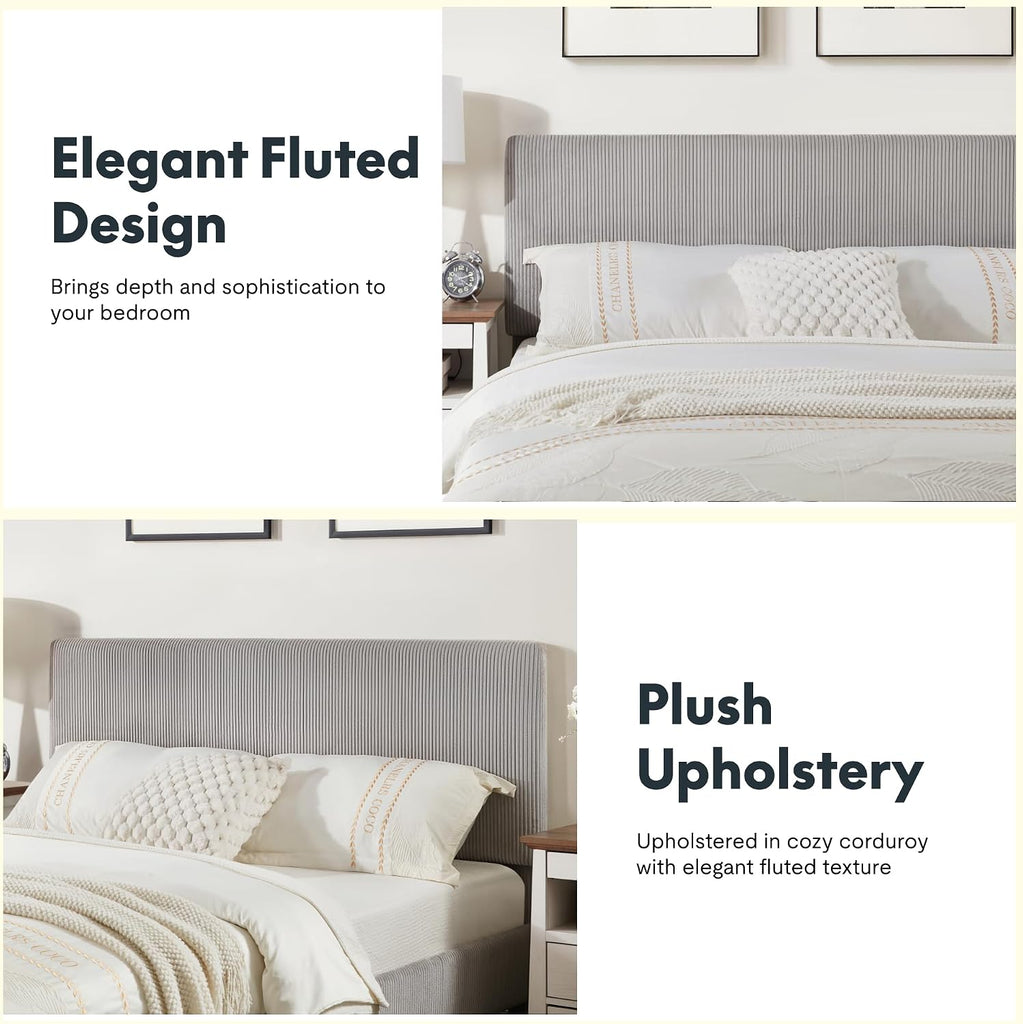 Queen Adjustable Bed with Velvet Upholstered Frame, Light Grey