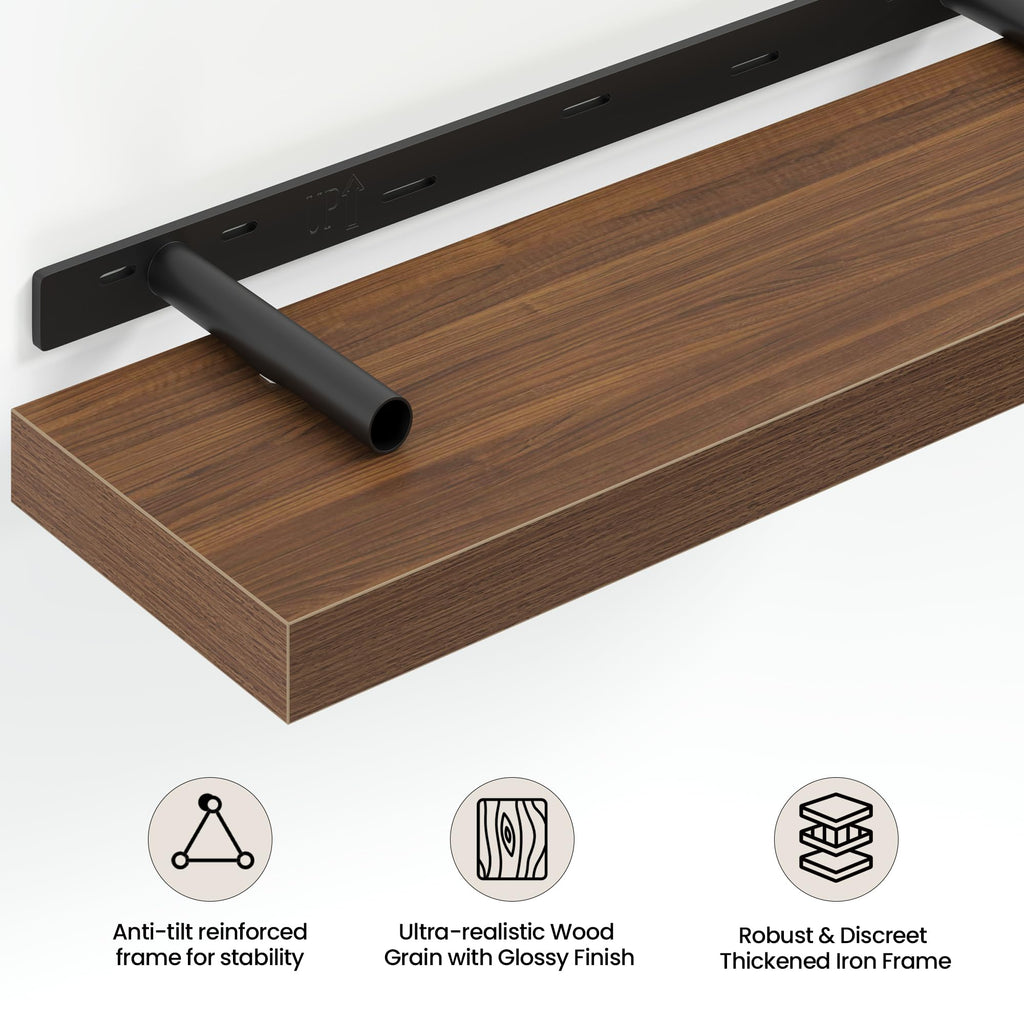 36 Inch Floating Shelves Wall Mounted for Display, 6.5 Deep Duty Shelves with Invisible Brackets Storage & Decor, 36"