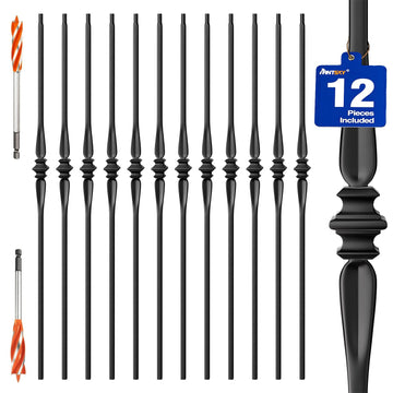 Wrought Iron Hollow Balusters - Deck Spindles Stair Railing indoor, Stair Single Spoon Knuckle Hollow Iron Baluster