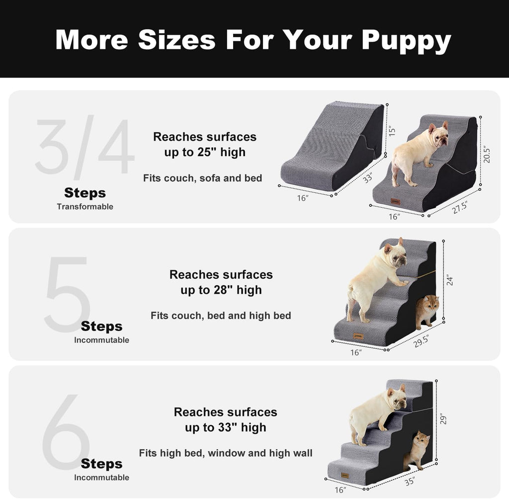 Dog Ramp for Large Dogs with Tunnel, 24" H 5 Steps for High Bed
