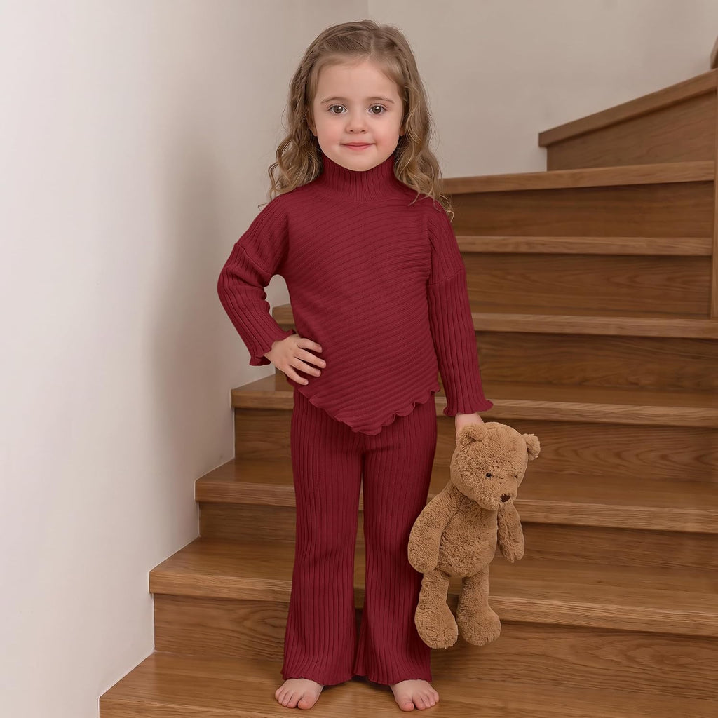 Toddler Girls Long Sleeve Ribbed Knit 2 Piece Set