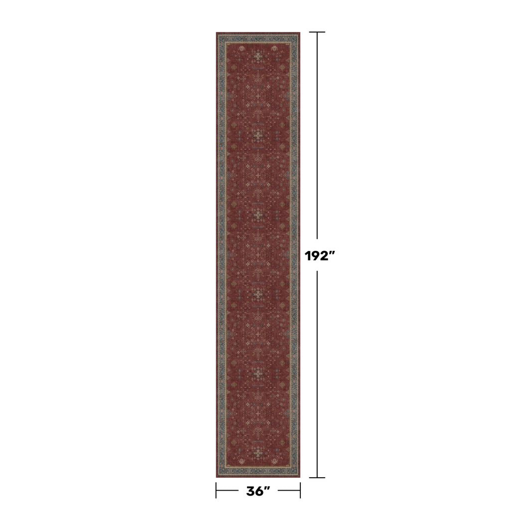Boho Washable 3x16 Extra Long Hallway Runner Rug, Burgundy Waterproof Large Kitchen Floor Rug Indoor, Non-Slip Stain