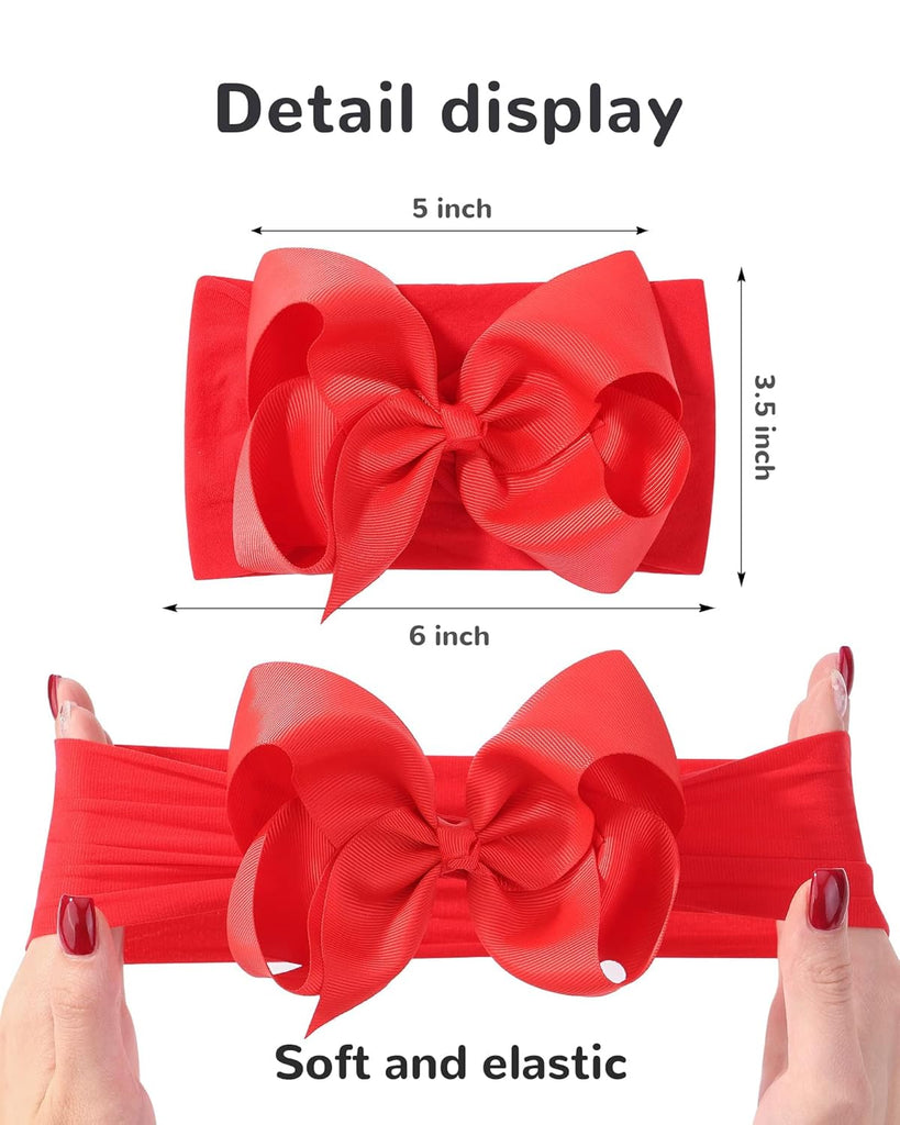Baby Girl Headbands Set - 20pcs Hair Bows and Nylon Headbands, Big Bows for Infant, and Toddler Girls