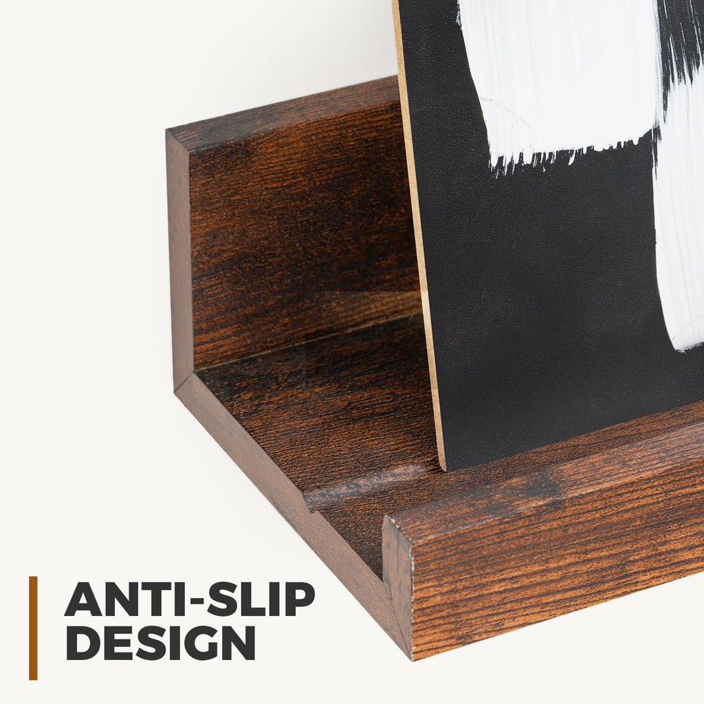 35.4" Large Floating Shelves Wood Wall Shelf with Lip, 2Pcs, Brown