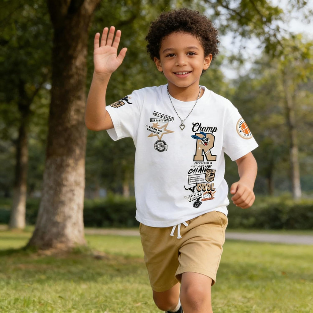Boys Summer Clothes Short Sleeve Top and Shorts Piece Kids Outfits Boys Sets