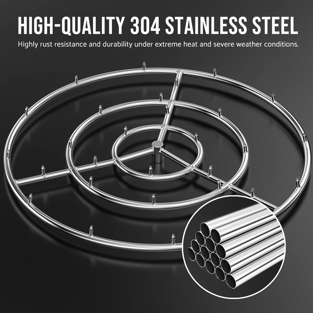 30-Inch Round Stainless Steel Fire Pit Jet Burner Ring