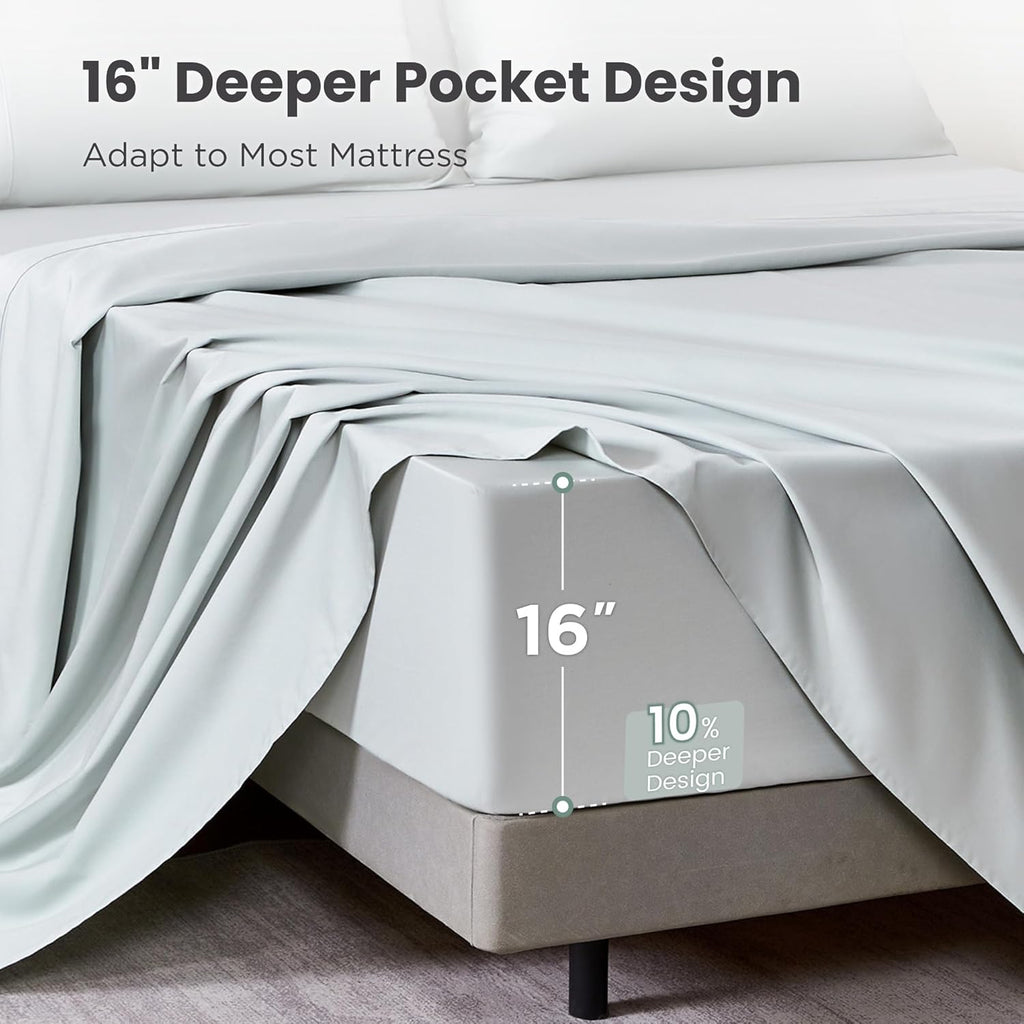 100% Egyptian Cotton Sateen King Sheet Set - 1000 Thread Count, Ultra-Soft 4 Piece Bedding, Extra Deep 16" Pocket