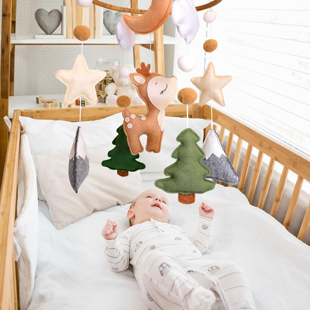 Woodland Baby Crib Mobile, Deer Baby Mobile for Crib Boys & Girls, Fawn Nursery Mobile, Forest Theme Baby Nursery