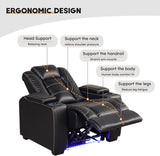 ANJ Power Home Theater Seating, PU Leather Electric Recliner Chair with Powered Headrest