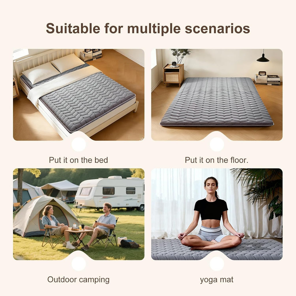 Premium Foam Japanese Futon Floor Mattress 60"x 80", 100% High Density Foam Comfortable Floor Mattress, 3.2"