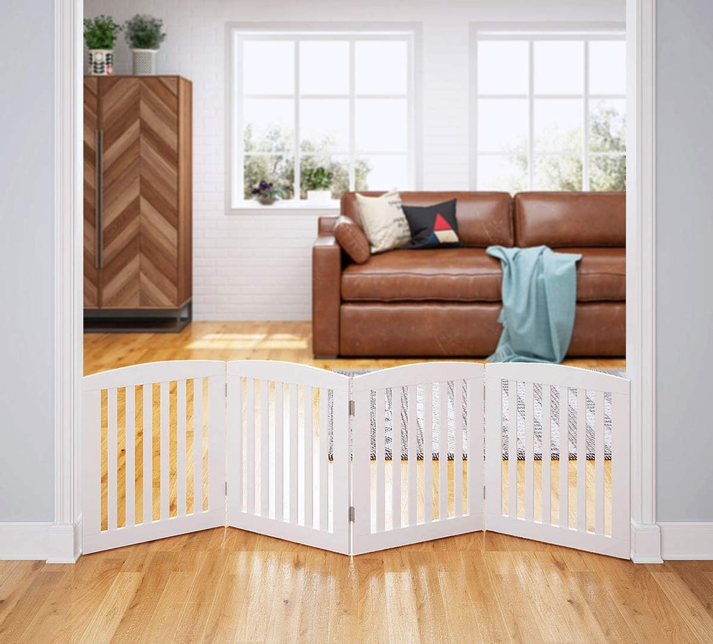 Wooden Freestanding Foldable Pet Gate for Dog, 24" H Dog Gate Indoor