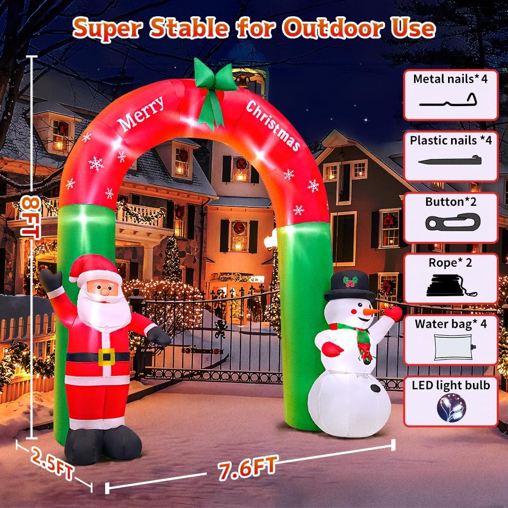 Christmas Inflatable Arch Outdoor Decorations Blow Up Archway Xmas Decor