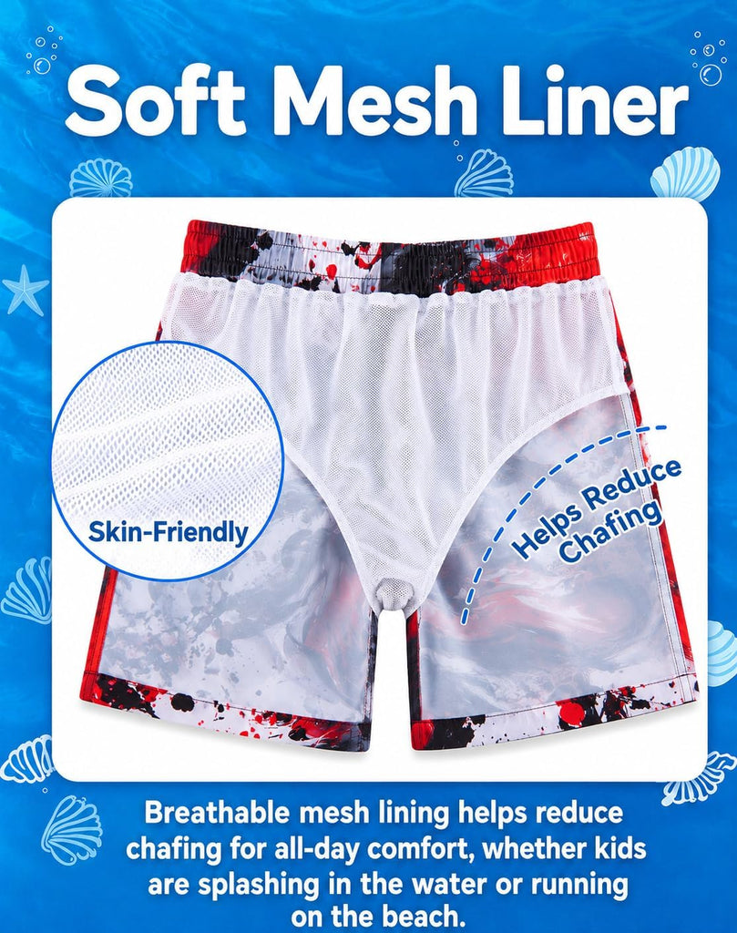 Boys Swim Trunks Quick Dry Shorts with Mesh Liner
