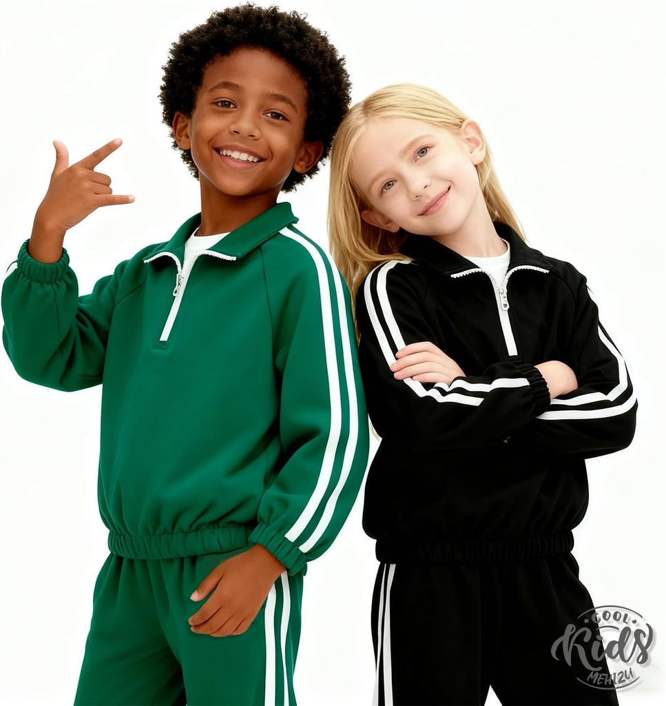 Kids Tracksuit Set Boys Girls 2 Piece Outfit Lightweight Sweatsuit Half Zip Pullover Pants Toddler Sport Tracksuit