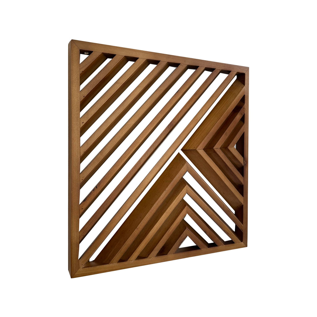 Wooden Geometric Home Wall Decor Slatted Wood Design Wall Sculpture, Set of 3 Wood Wall Art decorate, Boho Bathroom