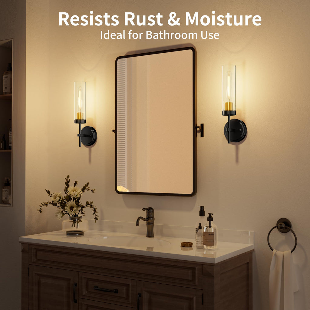 Modern Bathroom Sconces Set of 2, Hardwired Vanity Light Fixtures